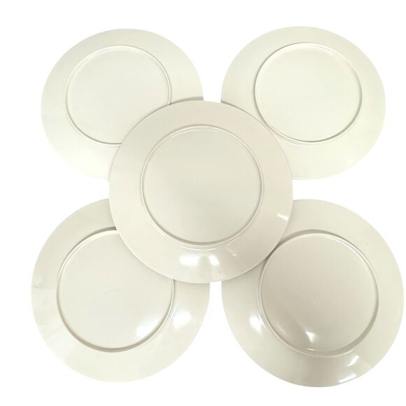 Members Mark Tropical Ikat Melamine Plate Set of 5 Blue Palm Tree Bamboo Trim - Picture 2 of 9